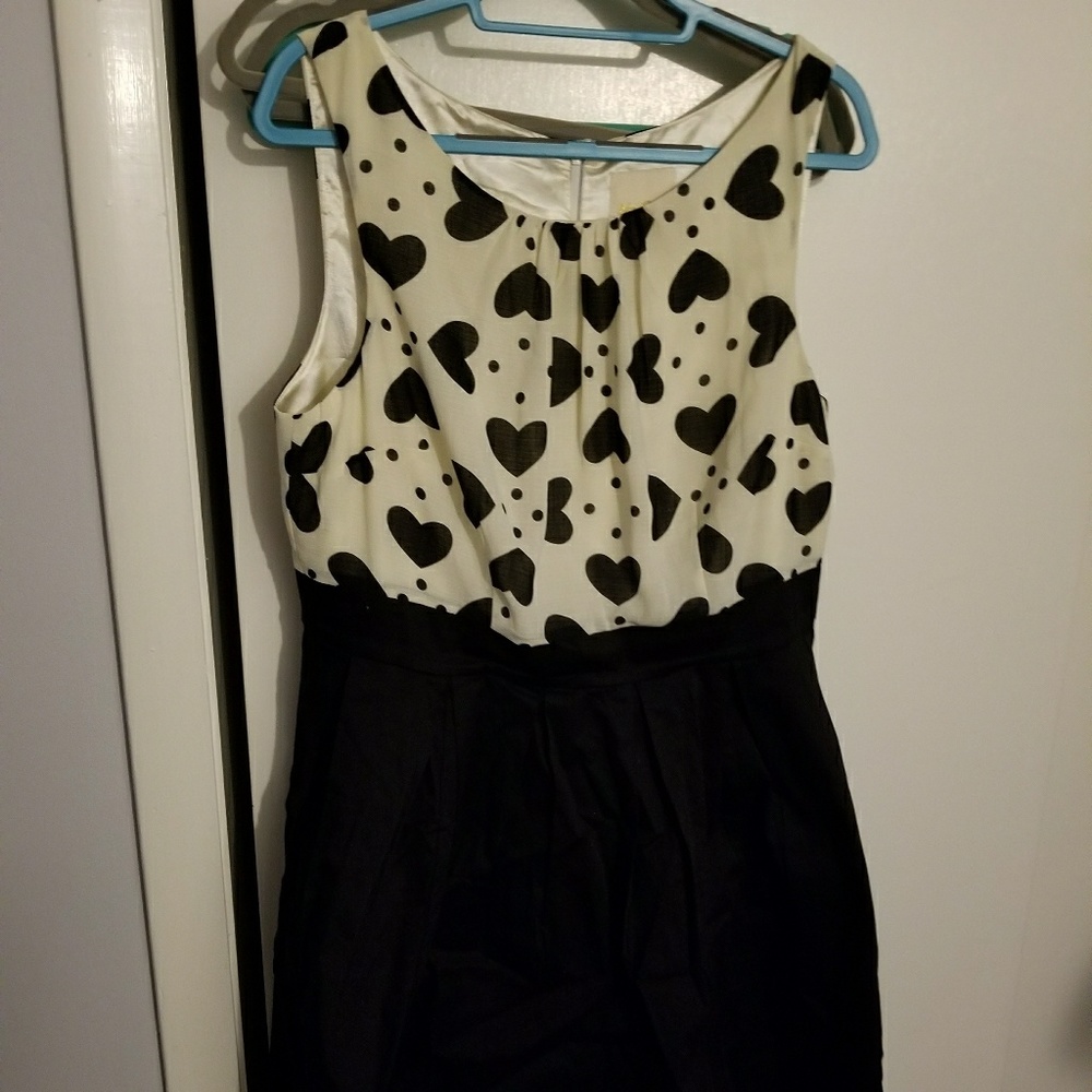 1X Modcloth fit and flare black and white dress